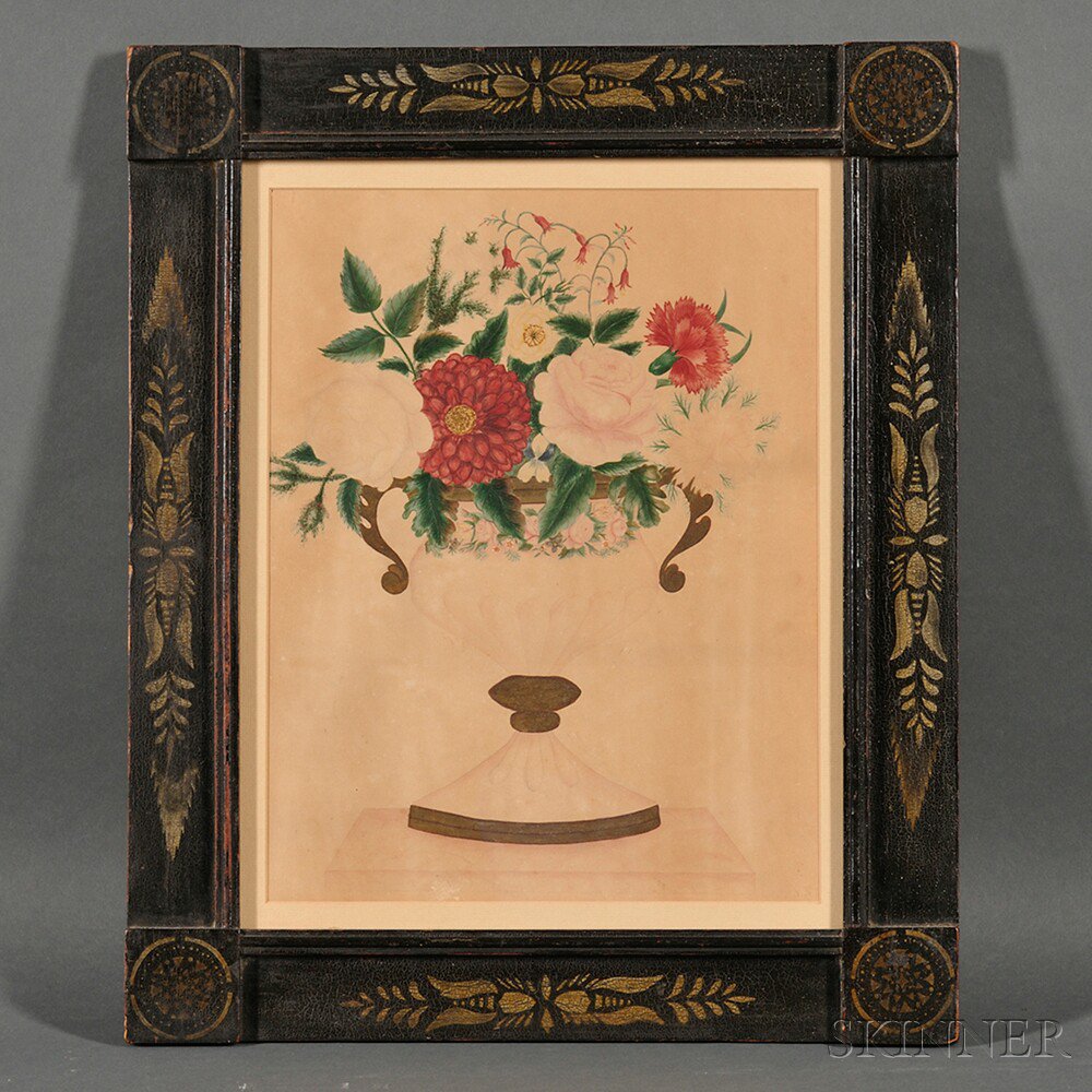 Appraisal: American School th Century Flowers in a Vase on a