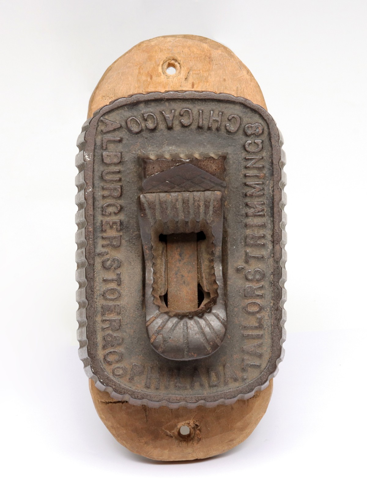 Appraisal: IRON DRY GOODS ADVERTISING LETTER CLIP - Raised lettering 'ALBURGER