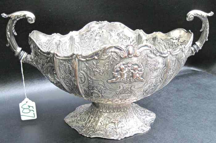 Appraisal: AMERICAN SILVERPLATED REPOUSSE CENTERPIECE BOWL late th early th century