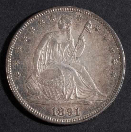 Appraisal: United States seated Liberty type silver half dollar AU- Estimate