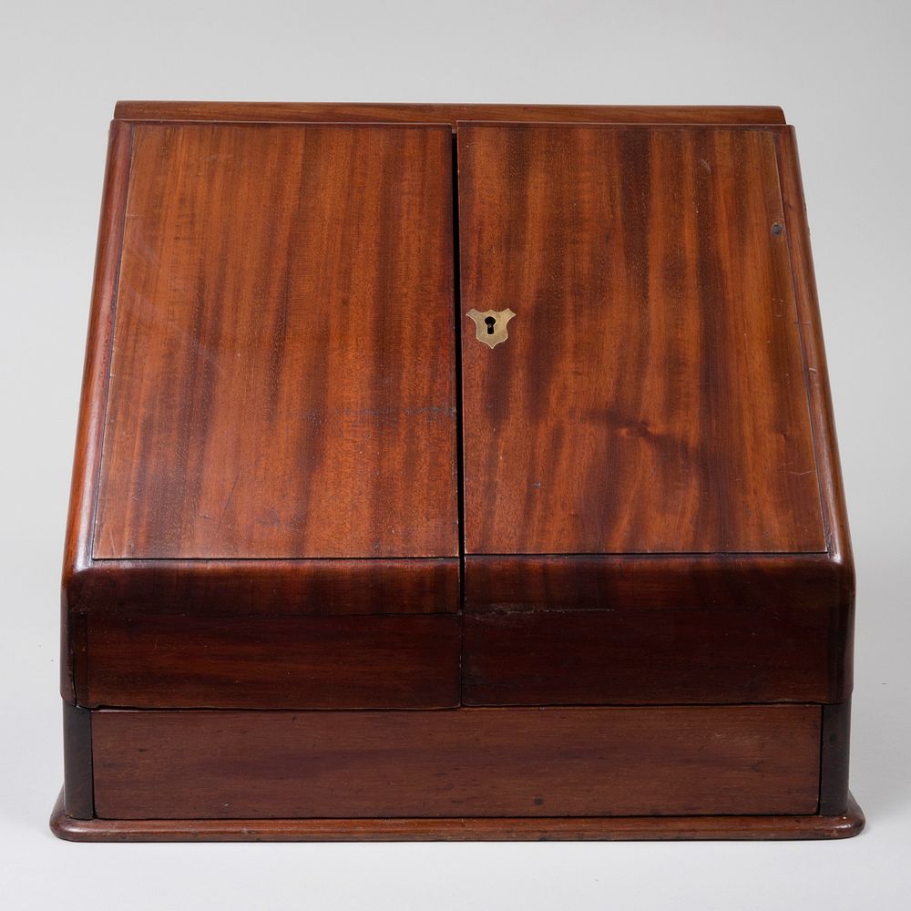 Appraisal: Late Victorian Mahogany Letterbox Opening to a fitted interior above