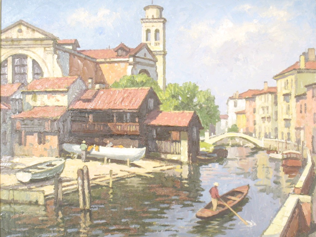 Appraisal: EDWARD ALBERT HICKLING - A Venetian Boatyard signed 'E A