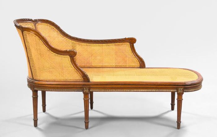 Appraisal: Louis XVI-Style Mahogany and Caned Chaise Longue early th century