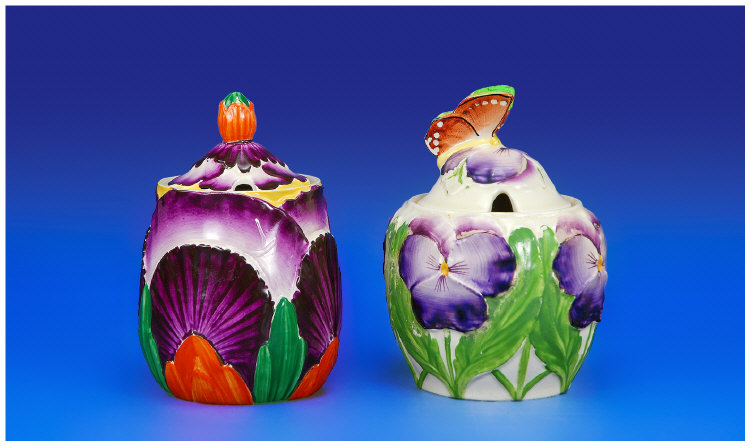 Appraisal: Mintons Preserve Pots and Covers in total c Handpainted floral