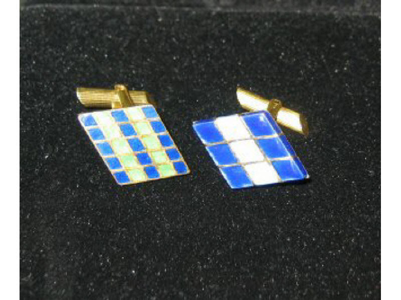 Appraisal: ENAMEL CUFFLINKS pair of k yellow gold enamel toggle back