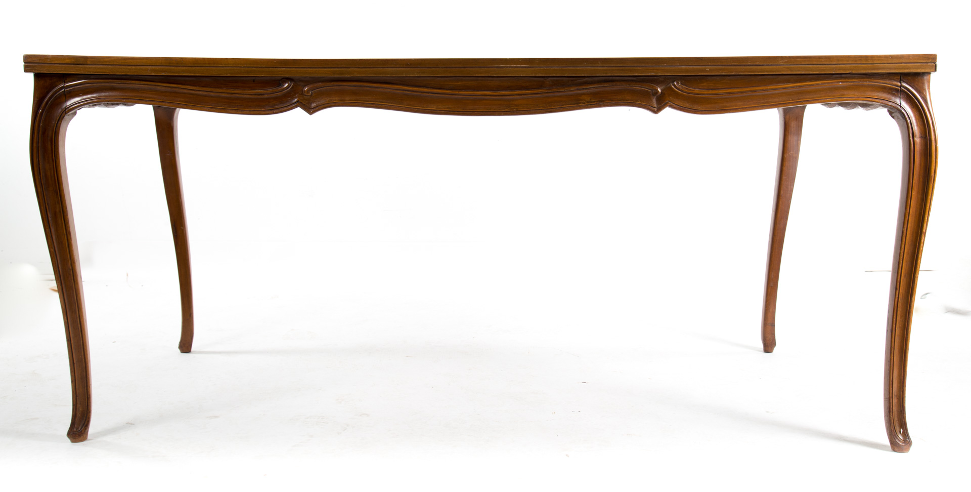 Appraisal: Louis XV Provincial style carved cherrywood table with two draw