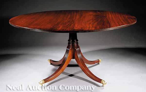 Appraisal: A George III-Style Mahogany Dining Table circular top with reeded