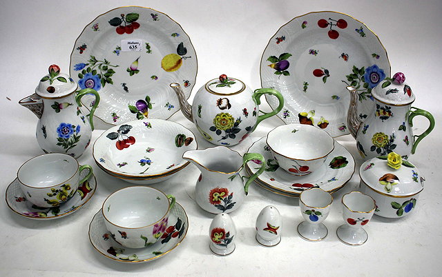 Appraisal: A HEREND PORCELAIN BREAKFAST SET all with hand painted decoration