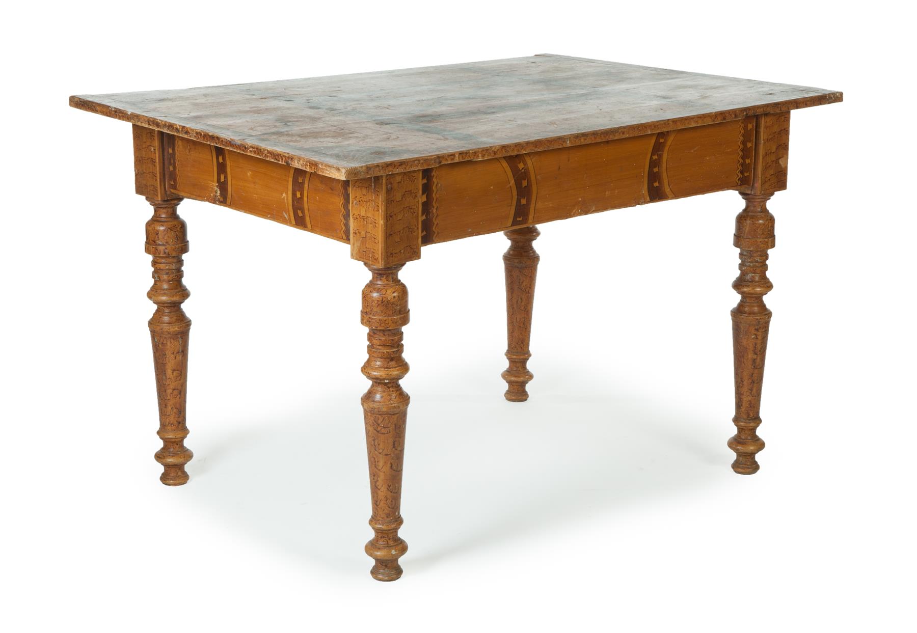 Appraisal: PAINT DECORATED GAME TABLE American ca - pine The lift-off