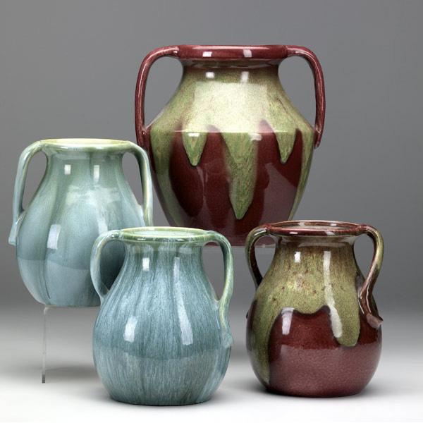 Appraisal: WELLER Four vases two Nile and two Turkis Turkis stamped