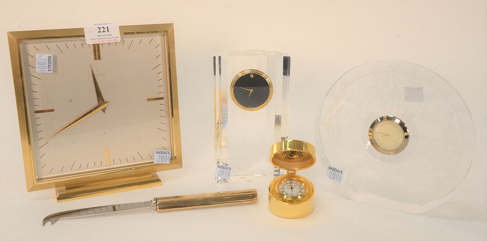 Appraisal: Five Piece Group to include Movado crystal clock square Baltman