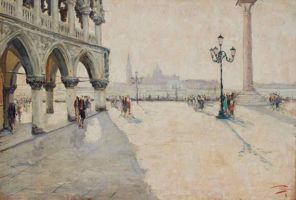 Appraisal: PAGAN Luigi Italian th C St Marks Square Oil Canvas