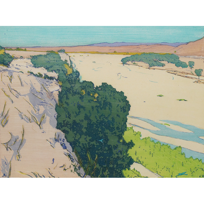 Appraisal: Frank Morley Fletcher woodblock colorful print titled ''California SalinasRiver ''