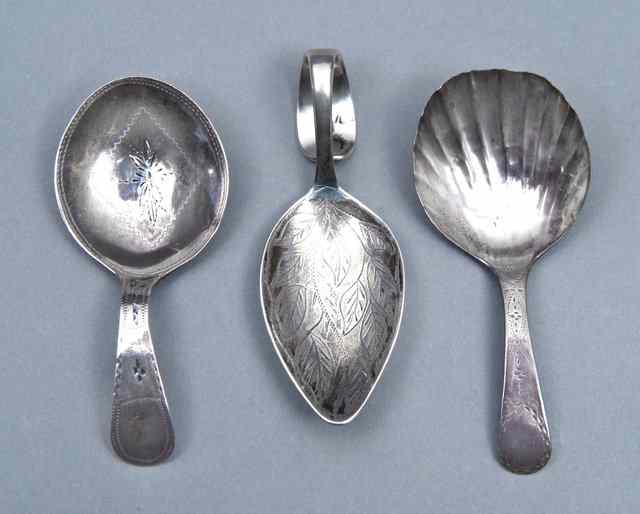 Appraisal: A GEORGE III SILVER CADDY SPOON with pear shaped bowl