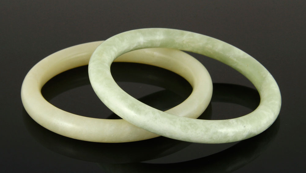 Appraisal: - Pr Jade Bangles Pair of jade bangle bracelets dia