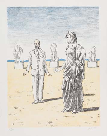 Appraisal: GIORGIO DE CHIRICO Statue Vivante Color lithograph x mm x