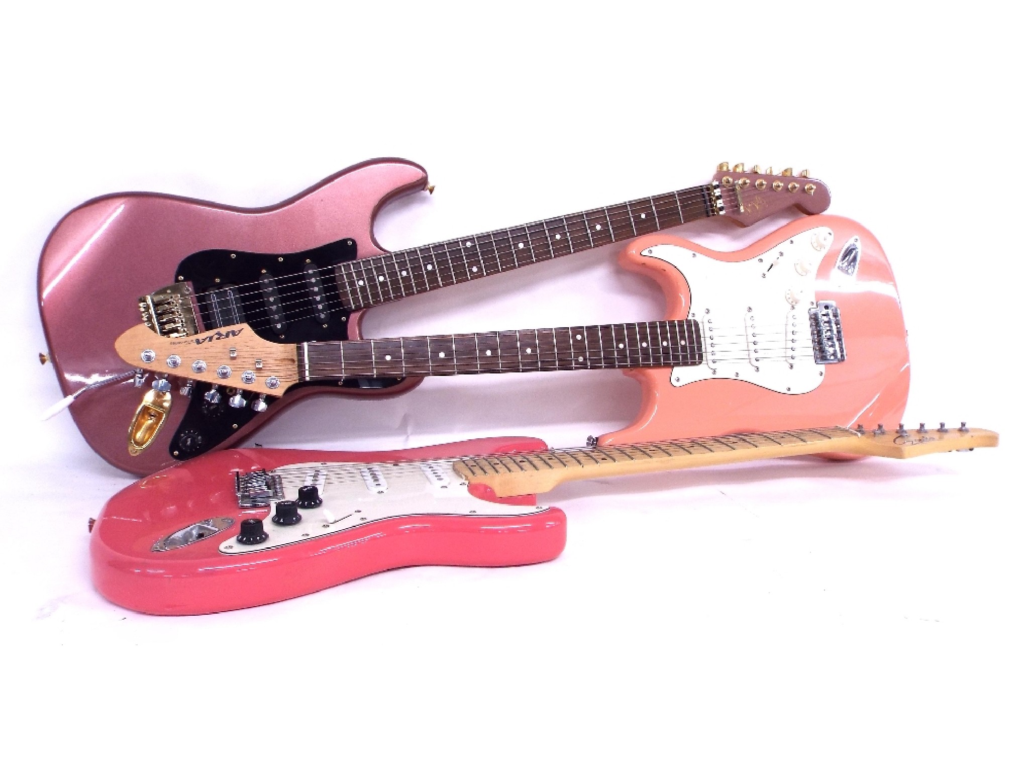 Appraisal: Ninja Warrior Stratocaster style electric guitar together with an Aria