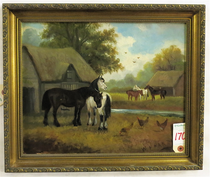 Appraisal: WILLIAM HOWARD HARDY ENGLISH TH CENTURY PAINTING Barnyard with Horses