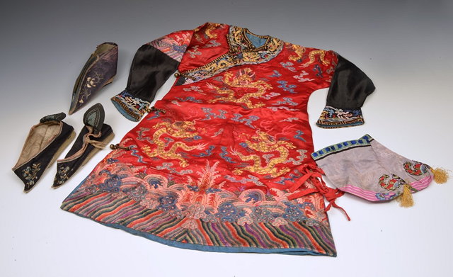 Appraisal: A COLLECTION OF CHINESE EMBROIDERED BABY CLOTHING including a red