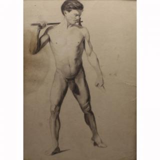 Appraisal: th C French School Male Nude Drawing th C French