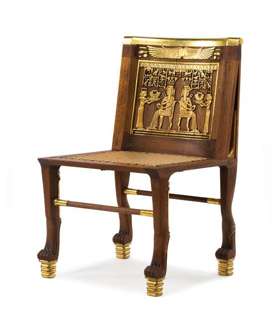 Appraisal: Sale Lot An Egyptian Revival Parcel Gilt Cedar Side Chair