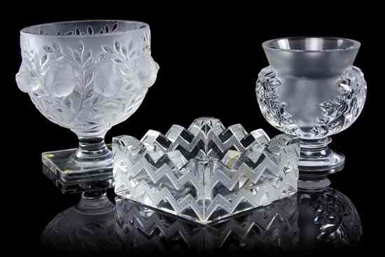 Appraisal: Three Lalique Molded and Frosted Glass Articles comprising an Elisabeth