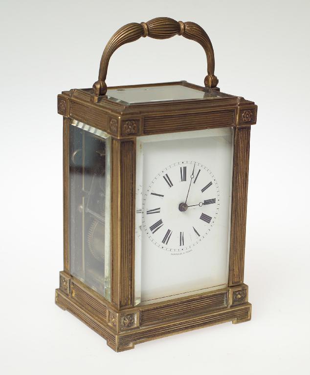 Appraisal: BOLLVILLER PARIS th CENTURY BRASS CARRIAGE CLOCK the case with