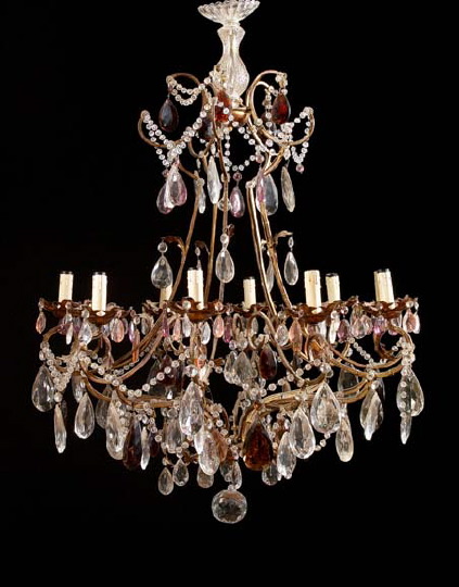 Appraisal: Large French Gilt-Brass and Cut Glass Ten-Light Chandelier in the