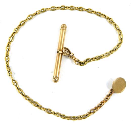 Appraisal: JEWELRY K gold watch chain with mechanical pencil mariner link