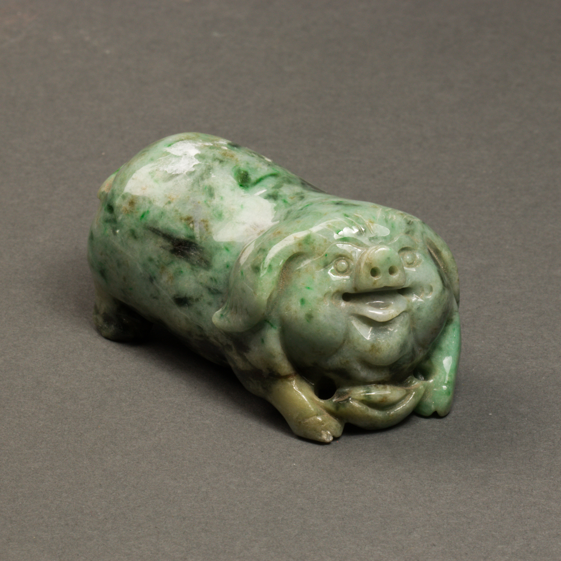 Appraisal: CHINESE JADEITE TOGGLE OF A PIG Chinese jadeite toggle of