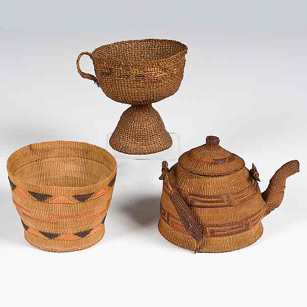 Appraisal: Tlingit and Makah Baskets lot of includes a darling Tlingit