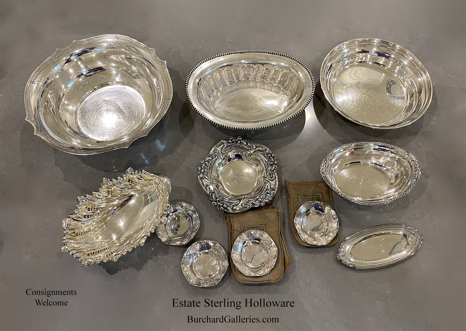 Appraisal: PC MISC SILVER INCLUDING GORHAM NUT DISHES Approx Troy ounces