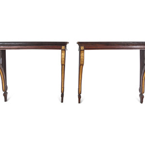 Appraisal: A Pair of Continental Parcel Gilt Walnut Console Tables th