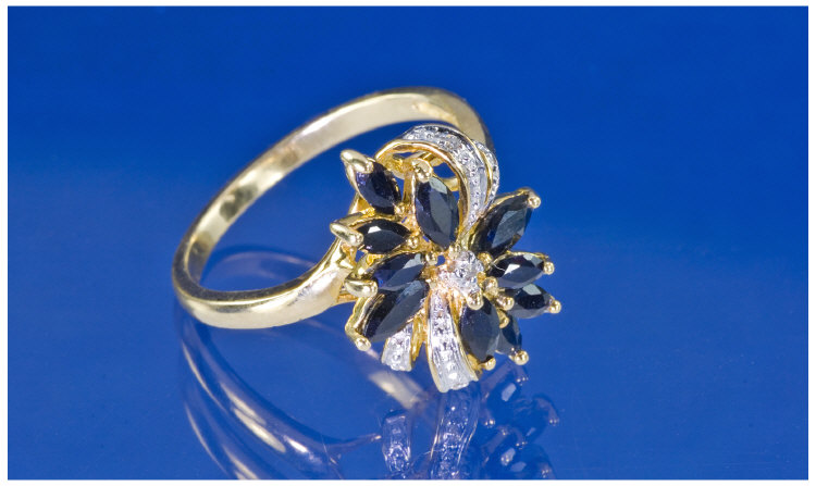 Appraisal: ct Gold Diamond Dress Ring Set With Sapphires And Diamonds