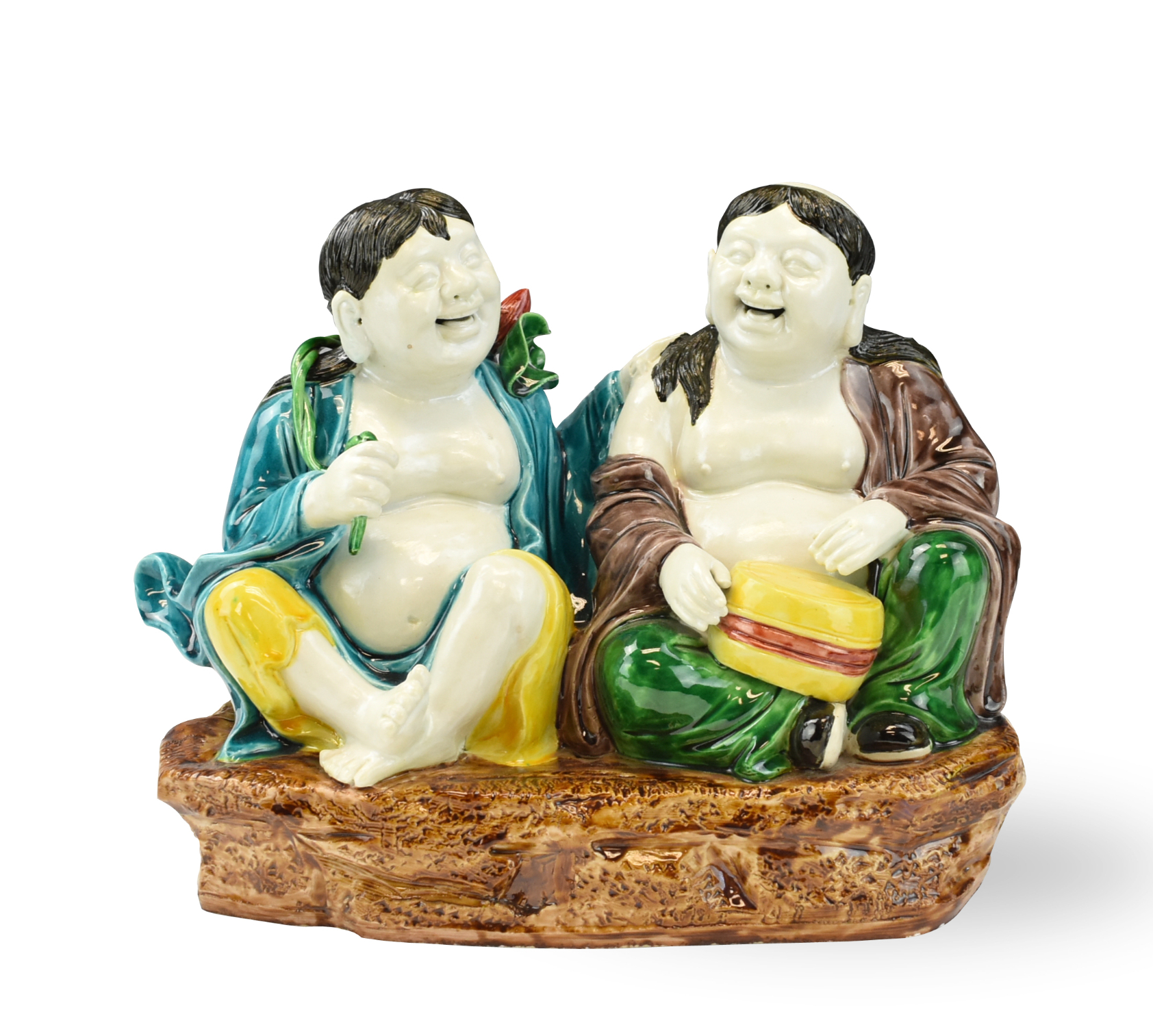 Appraisal: CHINESE SANCAI GLAZED HEHE DEITIES FIGURE ROC P Chinese ROC