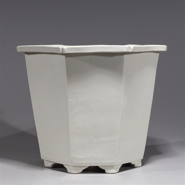 Appraisal: Chinese white glazed faceted octagonal porcelain planter overall good condition