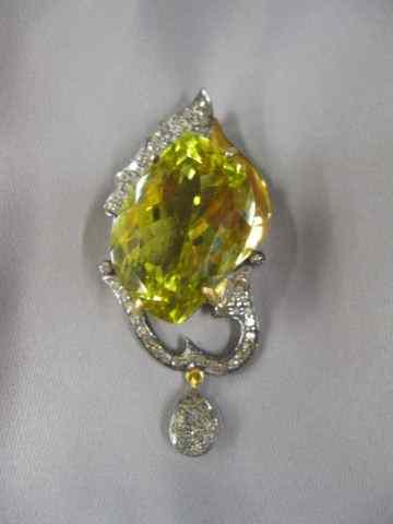 Appraisal: Lemon Citrine Diamond Pendant rich carat gem surrounded by diamonds