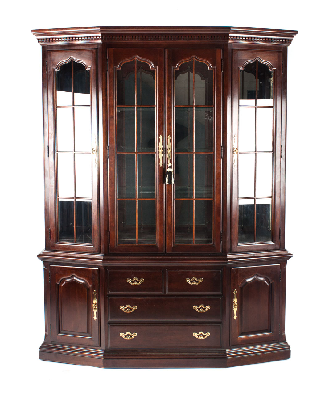 Appraisal: George III style cherrywood china cabinet Thomasville Furniture top with