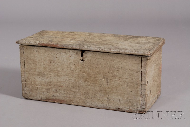 Appraisal: Small Blue-gray Painted Six-Board Chest New England late th century