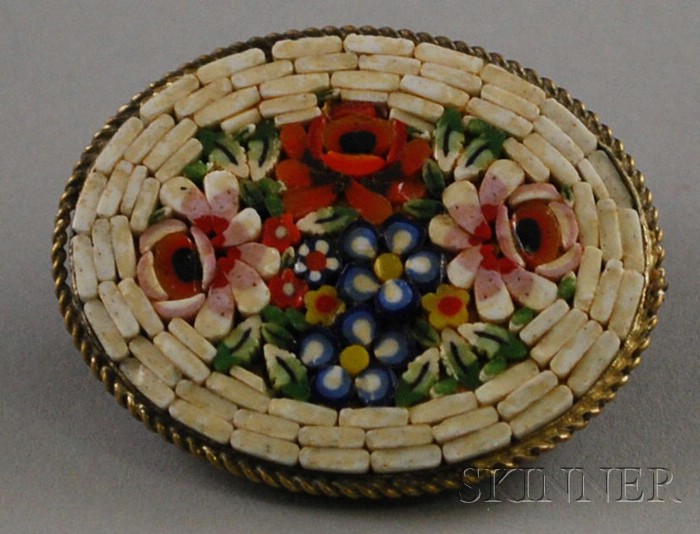 Appraisal: Floral Micromosaic Brooch lg in