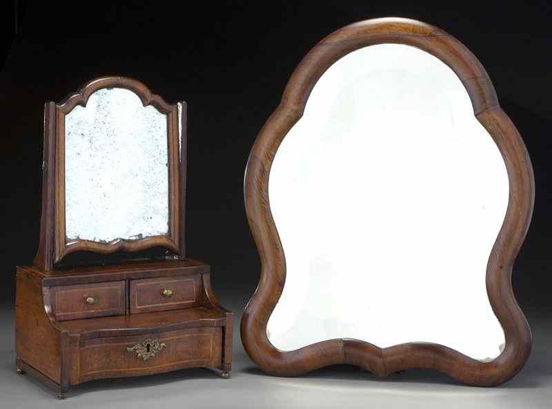 Appraisal: Antique mirrors including an early Frencheasel mirror with wide cartouche