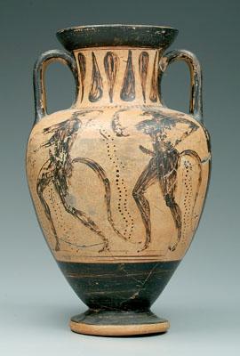 Appraisal: Greek amphora satyrs chasing nymphs th century B C -