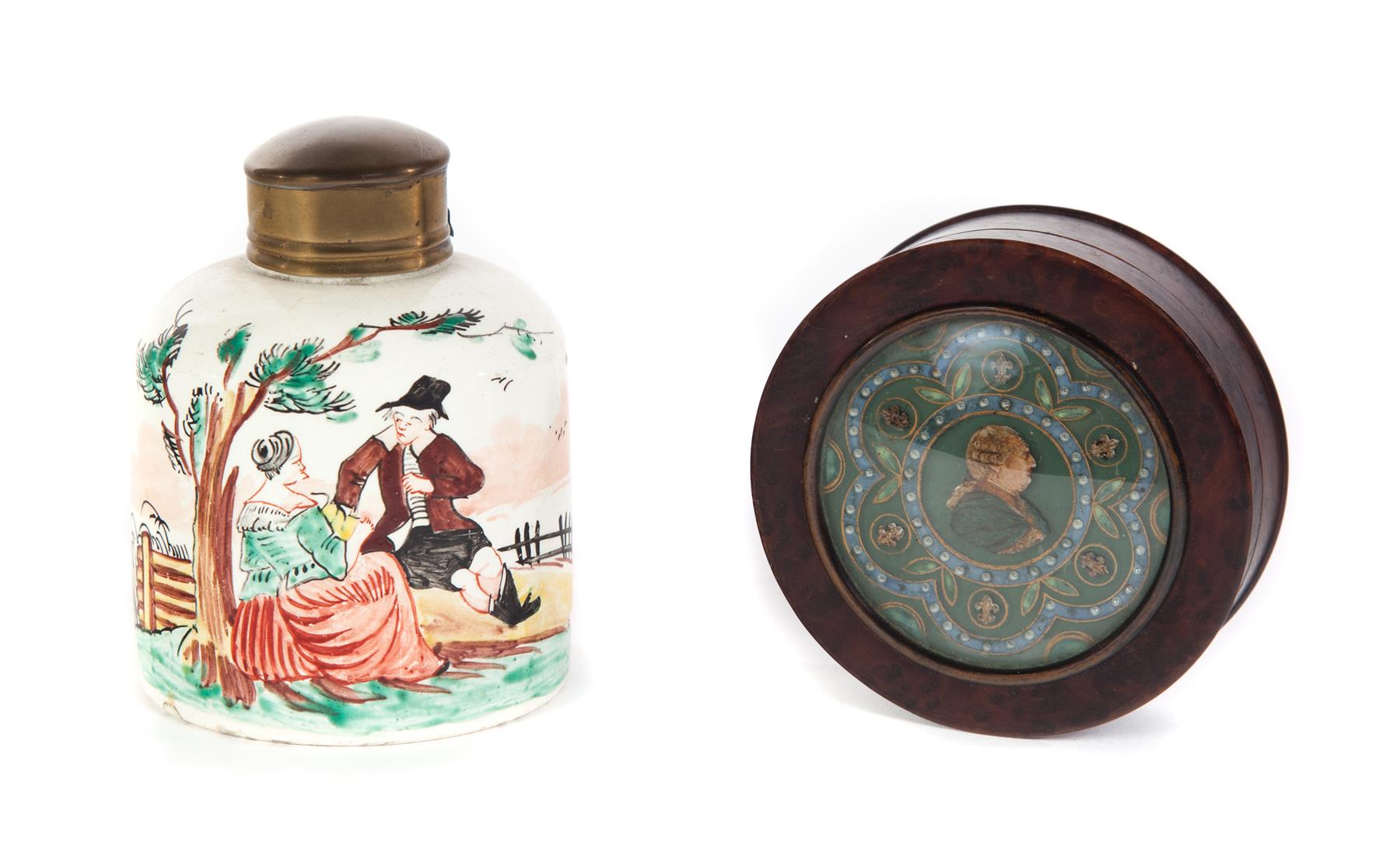 Appraisal: SNUFF BOX AND TEA CADDY Late th-early th century English