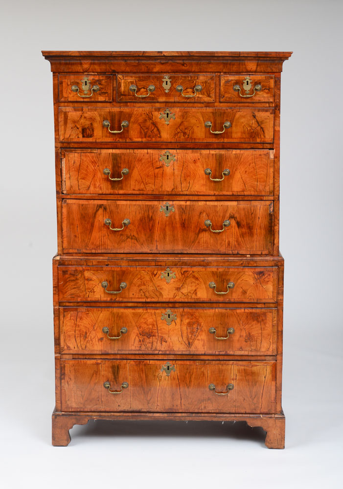 Appraisal: GEORGE II WALNUT CHEST ON CHEST With later th Century