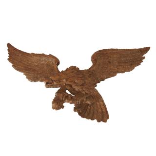 Appraisal: Massive American carved pine eagle plaque Massive American carved pine