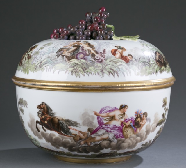 Appraisal: Meissen Bowl with Lid - Marcolini period with blue crossed