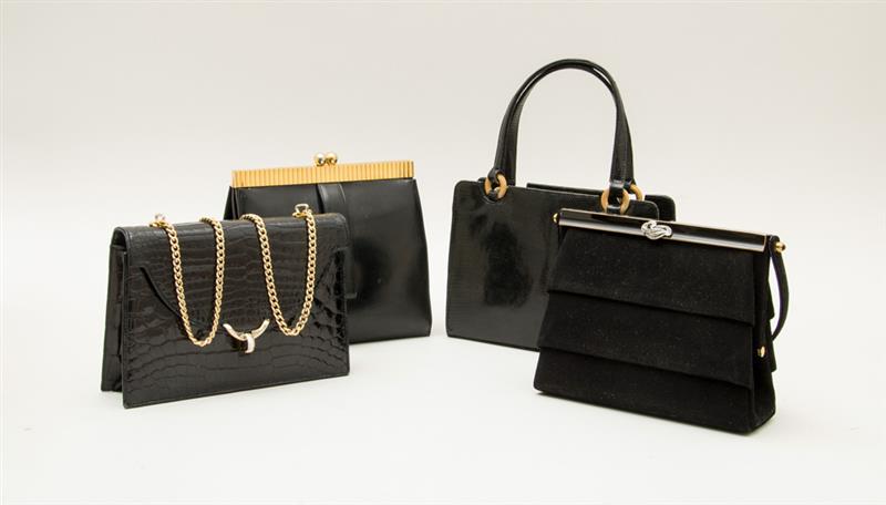 Appraisal: Four Small Black Evening Handbags Including a Koret bag and