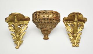 Appraisal: Three th C Carved Continental Wall Sconces Three th C