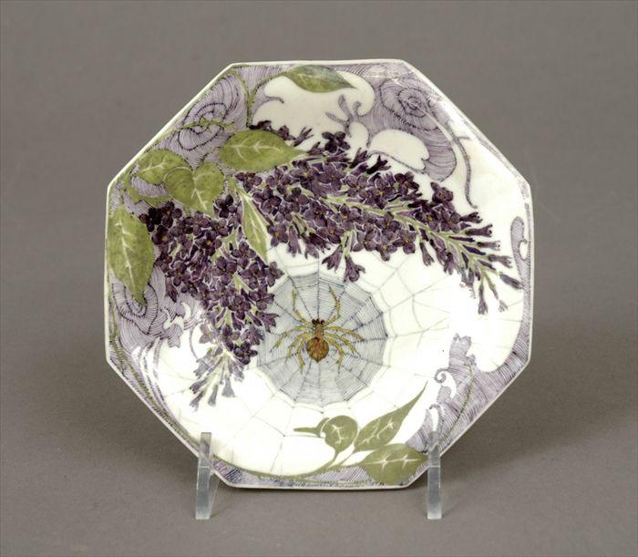 Appraisal: Rozenburg Eggshell Porcelain Octagonal Saucer Decorated by Samuel Schellink Printed