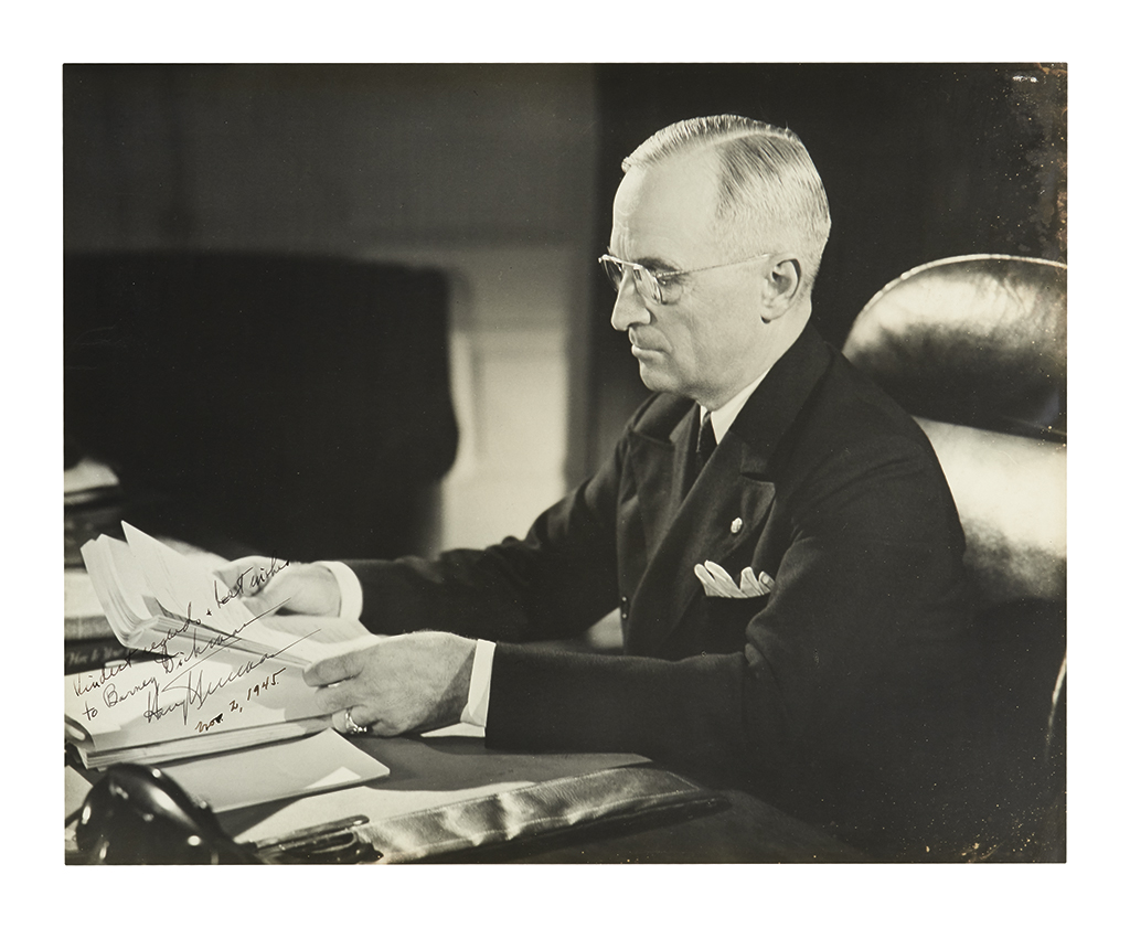 Appraisal: FIRST OFFICIAL PRESIDENTIAL PORTRAIT TRUMAN HARRY S Large Photograph Inscribed